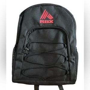 RBX black & red boys backpack with 2 travel size clear bottles